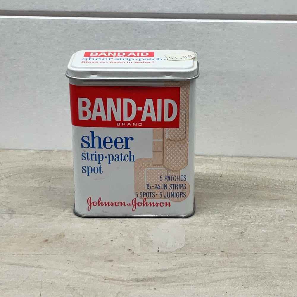 Vintage Johnson & Johnson Band-Aid Tin Sheer Strip Patch Spot Metal Container